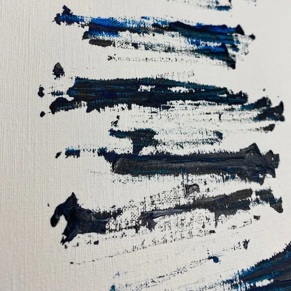 Abstract Acrylic Original Painting On Canvas Paper 9X12 Wall Art Blue Black - Picture 5 of 7